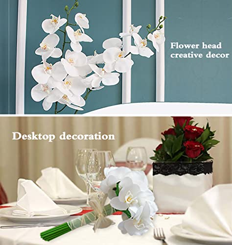 20 Pcs White Artificial Orchid Flower for Floating Candle Centerpieces, Faux Flower Head and stem DIY Crafts Bouquet for Bridal Bouquets Flower Arrangements Table Centers Home Decor.