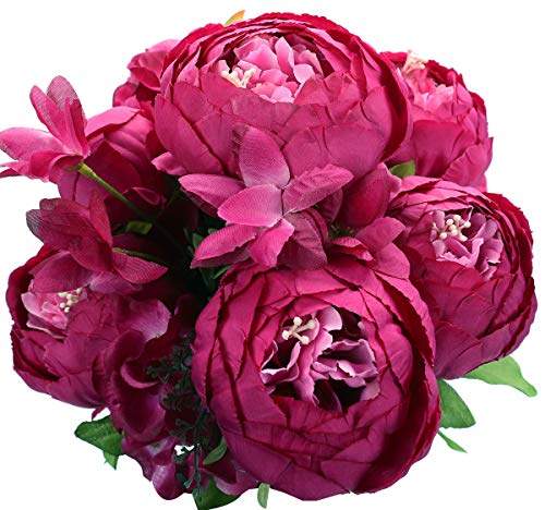 Duovlo Springs Flowers Artificial Silk Peony Bouquets Wedding Home Decoration,Pack of 1 (Spring Hot Pink) - color: Spring Hot Pink