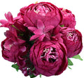 Duovlo Springs Flowers Artificial Silk Peony Bouquets Wedding Home Decoration,Pack of 1 (Spring Hot Pink) - color: Spring Hot Pink