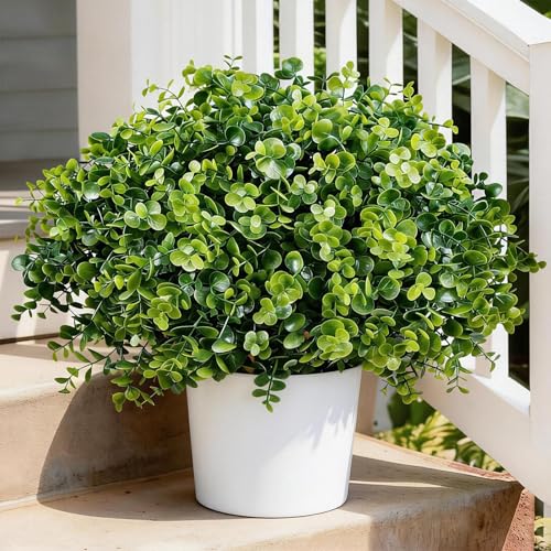 10 Bundles Fake Eucalyptus Branches, Artificial Greenery for Indoor Outdoor Decor - Realistic Faux Plants Stems for Vase, Wedding, Porch Planter and Table Centerpiece Arrangements Decoration - color: Green-10