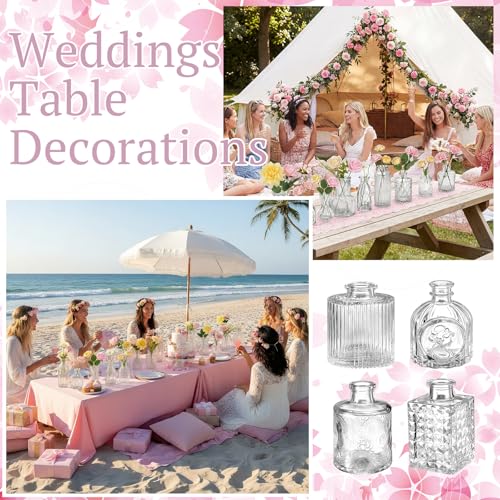 36 Pcs Artificial Flowers Table Centerpiece with Vases Colorful Wildflower Centerpieces Silk Flower Arrangement for Wedding Baby Shower Table Centerpieces Party(Warm Tone,Clear) - style: Warm Tone