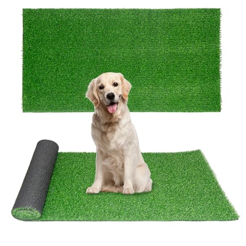 Artificial Grass Turf Lawn 35x24in,Realistic Artificial Grass Rug Indoor Outdoor, Dog Grass Mat with Drainage Holes,Fake Grass for Garden Lawn Landscape Balcony Decoration - size: 35X24IN
