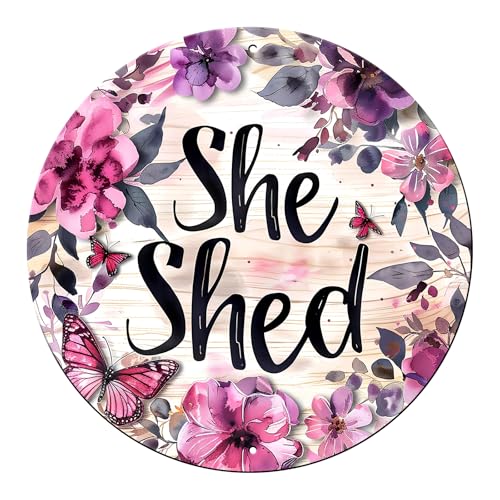 Vintage She Shed Round Metal Sign She Shed Decor Rustic Wreath Wall Decoration for Home Kitchen Garden Women Cave Indoor Outdoor Home Porch Window Decor 12 Inch - color: Thanksgiving 11, size: 12 inches