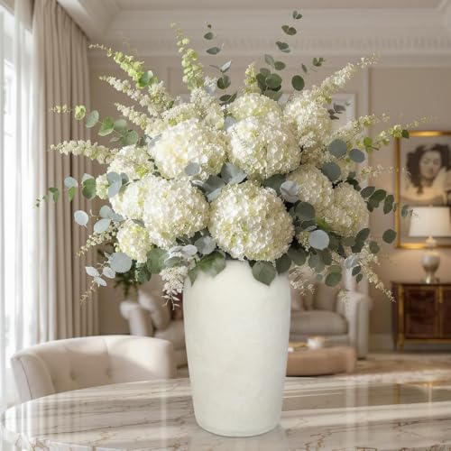 Briful Rustic Vintage Ceramic Vase, 11.8'' Farmhouse Table Decor with Wide Mouth, Large Decorative Vase for Home Decor, Living Room, Entryway & Shelf Styling, Beige - color: 12'' Beige