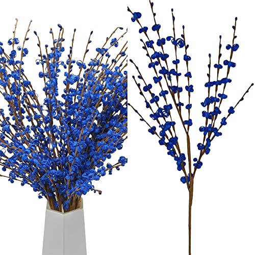 Wootkey 5 Pcs 29.5" Long Jasmine Artificial Blue Flowers Fake Jasmine Flowers Bouquet Stem for DIY Floral Art Plant Home Office Wedding Table Centerpieces Party Vase Decoration - color: Sapphire Blue, size: 5pcs-29.5''