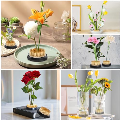 5 Pcs Flower Frogs for Flower Arrangements, Floral Frog Kenzan with Rubber Base, Japanese Ikebana Flower Holder Fixed Tools for Vase, DIY Floral Arrangement Supplies (Multiple Sizes, Silver) - color: silver