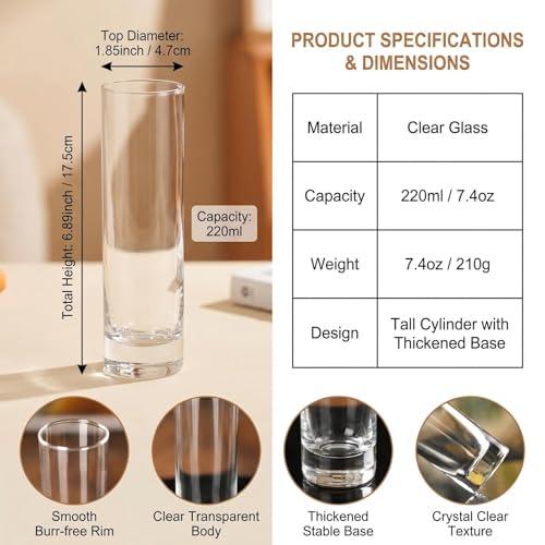 17.5CM/6.9Inch Cylinder Glass Flower Vase Tall Bud Vases Single Stem Vase Home Centerpieces for Table Living Room Wedding Decorations(Transparent)