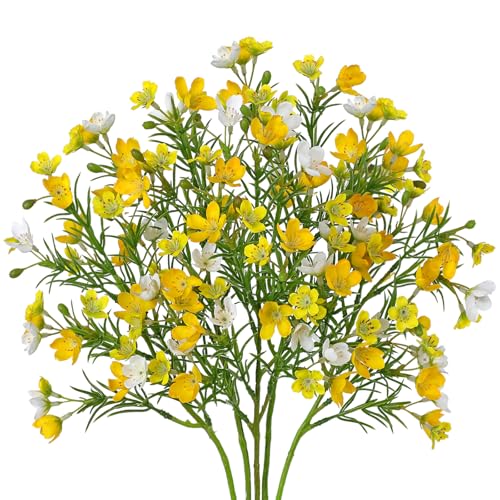 5PCS Wildflowers Artificial Flowers 18 inch Silk Spring Flowers Summer Flower Bouquet for Home Wedding Party Table Centerpieces Floral Arrangements, Yellow - color: Yellow