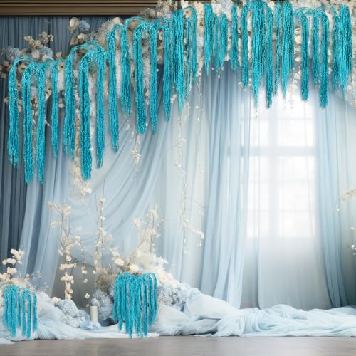 Suncalla 12 Pcs Blue Spring Natural Dried Amaranthus Hanging Flowers Amaranthus Artificial Flowers for Wedding Arch Bouquet Floral Garland Wall Home Decoration (23 Inch) - color: Blue