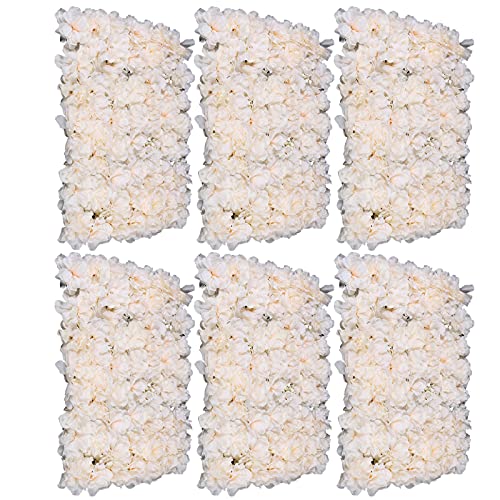 16"x 24" Artificial Flower Wall Panels, Silk Flower Panels for Outdoor Garden Backyard Fence Privacy Screen and Indoor Wall Decor (6Pcs Champagne) - color: 6Pcs Champagne