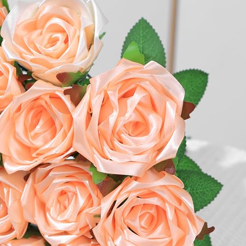 DIY Forever Rose Petals Kit, 100Pcs Pre-Made Satin Flowers for Handmade Bouquets, Wedding, Anniversary, Christmas Decor (Light Champagne) - color: 100 Pcs Light Champagne