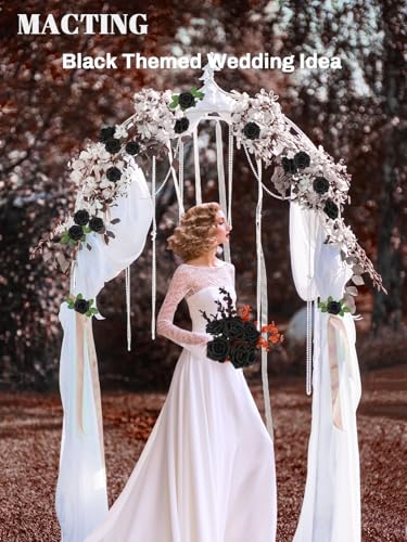 MACTING Artificial Black Rose Flowers 30PCS Real Touch Fake Flowers with Stem Foam Roses for DIY Wedding Bouquet Gifts Table Centerpieces Party Bridal Shower Home Spring Mothers Day Decorations - color: Black, size: 30PCS