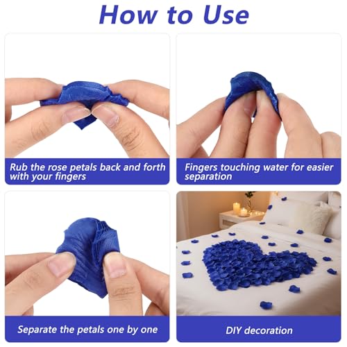 1000 Pcs Rose Petals Artificial Silk Flower Petals Romantic Decorations for Wedding Engagement Birthday Event Anniversary Party Backdrop Supplies Dark Blue - color: Dark Blue