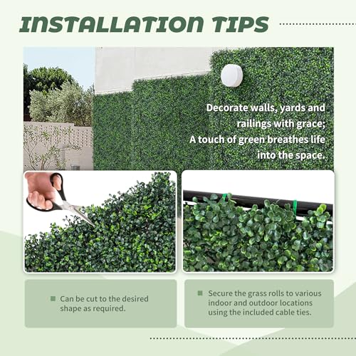 TTTM Artificial Boxwood Hedge Roll: 40"x120" UV-Resistant Faux Green Ivy Leaves Grass Wall Panel Fence for Indoor/Outdoor Privacy Screen, Wedding Backdrops, and Home Greenery Wall Decor - size: 40"X120"
