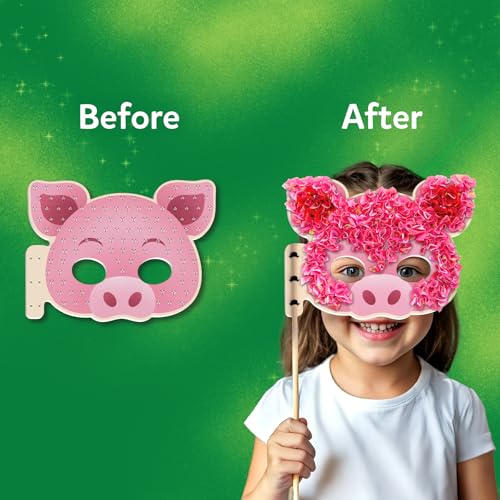 Skillmatics Poke-in Art - Animal Masks, Mess-Free Fun for Kids, DIY Wood Craft Kits, Creative Activity, Gifts for Girls & Boys Ages 4, 5, 6, 7, 8, 9 - style: 9. Animal Masks
