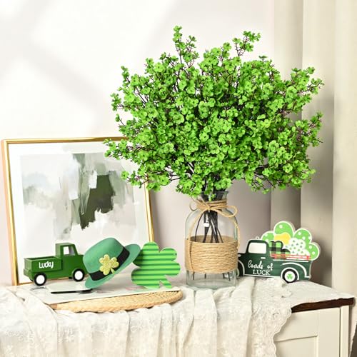 Waipfaru 6 Pcs Fake Flowers Babys Breath Silk, Real Touch Green Artificial Flowers Bulk with Bendable Stems, Green Faux Flowers Babys Breath for Spring Summer St. Patrick‘s Day Party Table Decor - color: Green, size: 6pcs