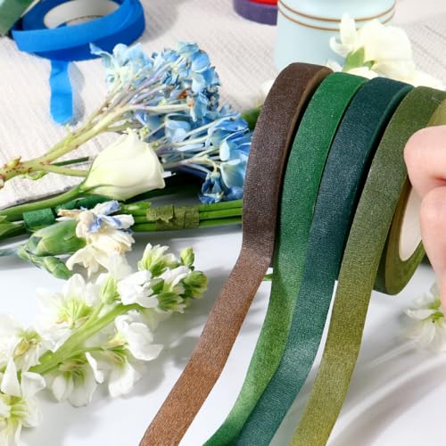 Floral Tape Green Flower Tape, 4Pcs Flower Wrapping Tape, Floral Bouquet Supplies For Bouquet Floral Arranging Flowers Stem Wrapping, Wedding Bouquet, Garden Decor, Mixed Color 1/2 Inch 32 Yard - color: 4Pcs Mixed, style: Normal & Non-sticky