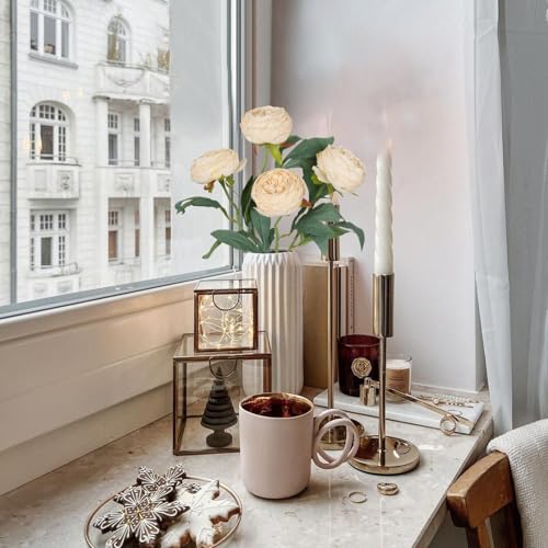 Peony Artificial Flowers 6PCS Champagne Flowers 19.7" Vintage Fake Peonies Silk Flowers with Stems for Wedding Bridal Bouquet Home Party Office Decoration(Champagne) - color: Champagne