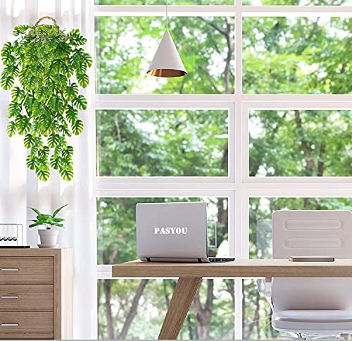 Fake Vines Monstera for Decoration, PASYOU Artificial Hanging Plants Ivy with Leaves Outdoor Indoor Decor Plastic Greenery Green Plant Faux Stems Home Garden Party Wedding Bedroom Room Office - 2 Pack - color: Monstera Vine - 2 Pcs