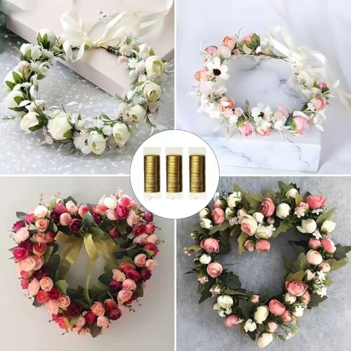 114 Yards 26-Gauge Gold Floral Metal Wire: Flexible Paddle Wire for Flower Arrangements, Crafts, Christmas Wreaths, Trees & Garlands - color: gold, size: 26