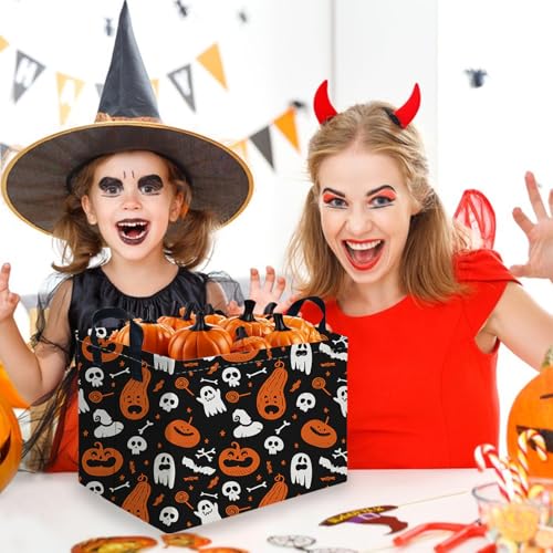 Halloween Ghost thriller basket,Empty Halloween basket,Horror and thriller decor,Trick or Treat Box for Boys and Girls,Horror decor(Cute pumpkin) - color: Cute pumpkin