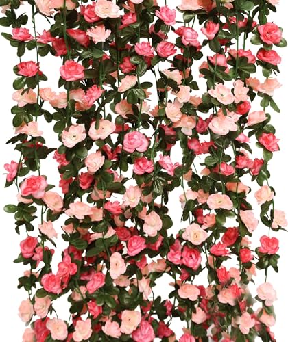 8pcs 65.6Ft Flower Garland,PARTY JOY Fake Rose Vine Artificial Flowers Hanging Rose Ivy Garland for Room Wall Decor Hanging Baskets Wedding Arch Garden Background Decor (Pink-8PCS) - color: 8pc-pink, size: 8PC