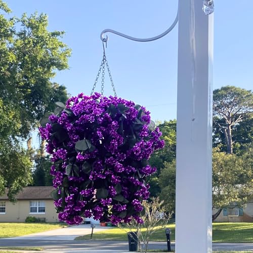 INXUGAO Hanging Baskets Artificial Flowers for Outdoor Interior Decor, Artificial Daisies Flowers Shrubs Plants with Baskets for Home Porch Garden Patio Patio Spring Summer Decor(Violet) - color: A-violet