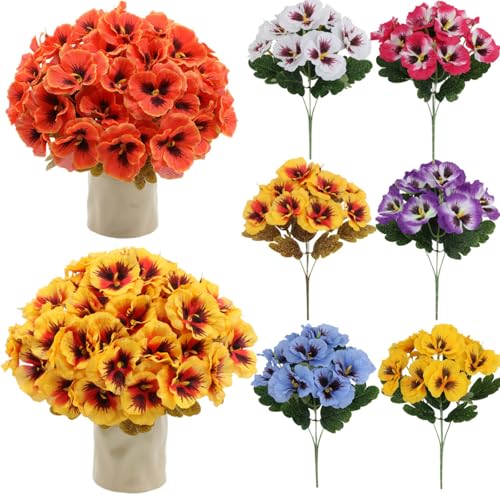 Realistic Silk Pansies Arrangement Colorful Artificial Flower for Home Decoration Table Centerpiece Bookshelf Display Silk Flower Arrangements - color: A