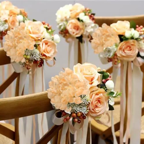 WEISPARK 100PCS Artificial Hydrangea Flowers, Fake Flowers Silk Hydrangea Full Flowers Heads with Stems for Wedding Home Party Shop Baby Shower Decor (Champagne) - color: Champagne