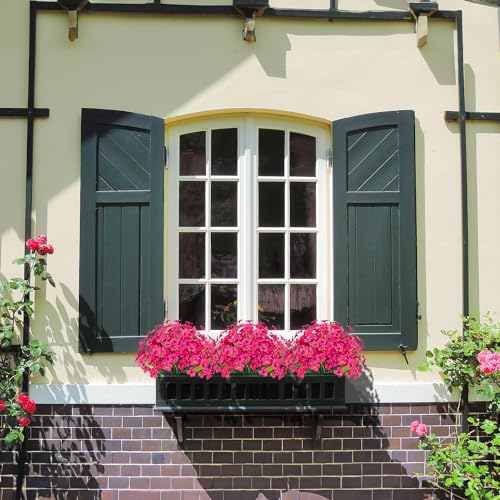 21 Bundles Outdoor Artificial Flowers UV Resistant Fake Silk Flowers No Fade Faux Plastic Plants Garden Porch Window Box Decoration(Rose Red) - color: Rose Red