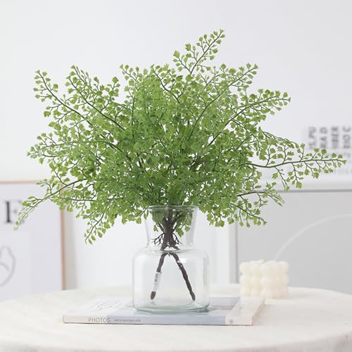 4Pcs 15.35" Artificial Maidenhair Fern Plants Green Realistic Plastic Faux Maiden Hair Fern Stems Fake Bush Greenery Plant for Indoor Outdoor Wedding Office Home Decoration