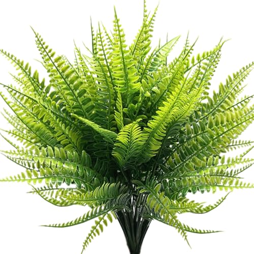 PASYOU Fake Boston Fern Shrubs Artificial Plants Faux Ferns Plastic Leaves Plant for Indoor Outdoor Home Porch Garden Decor Greenery Grass Flowers Stems Party Wedding Bundles DIY Decorations 6 Pack - color: Boston Ferns / 6 Pack