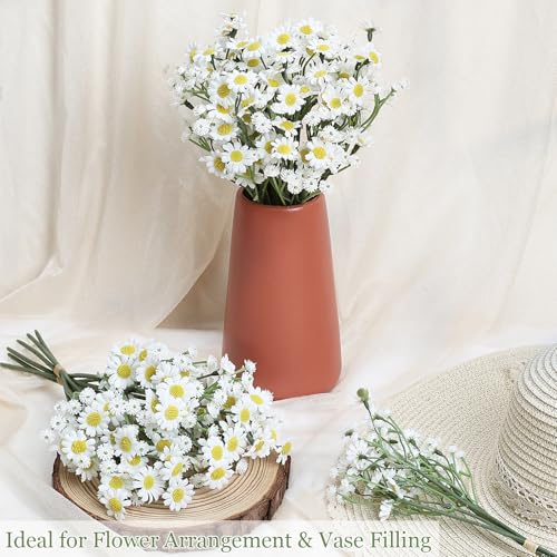 Small Daisy Flowers Artificial Wildflowers Chamomile White 18 Pcs | Mini Daisies Flowers Silk Spring Summer Chamomiles for DIY Floral Arrangements Wedding Table Centerpieces Party Home Decor - color: White