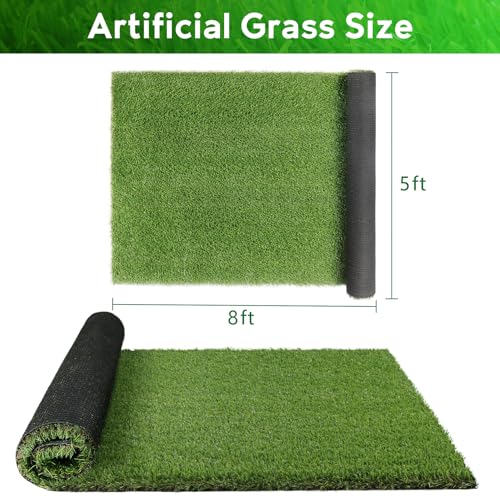 XLX TURF Extra Large Artificial Grass Pad for Dogs Potty - 5 FT X 8 FT Thickness & Pets Friendly Fake Turf Grass for Dog Kennel Outdoor Patio Balcony - size: 5FTX8FT