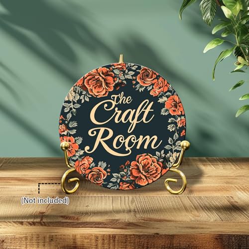 Vintage Round Metal Sign - Craft Room Wall Art - Rustic Wreath Decor - 8 Inch - color: Thanksgiving 13, size: 8 inches