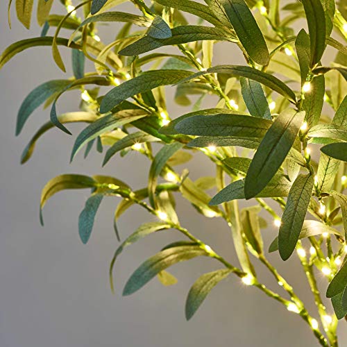 Hairui Lighted Olive Tree Plug-in 4FT 160 Warm White LED Artificial Greenery Tree with Lights for Wedding Christmas Holiday Home Decoration - style: 4FT-Olive Tree