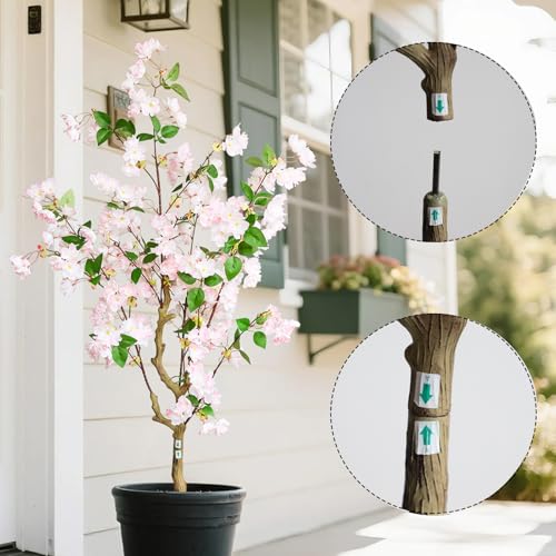 momoplant Artificial Cherry Blossom Tree 4.2FT Lifelike Silk Faux Tree Decorative Plant in Pot for Indoor Outdoor (Pink) - color: Pink