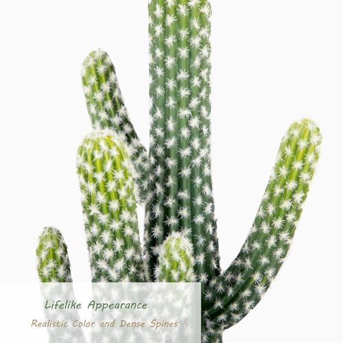 23 Inch Artificial Cactus Plant with Realistic Texture, Faux Cacti Plant Indoor Potted, Fake Desert Cactus for Home Office Garden Store Patio Decor. - size: 23 Inch