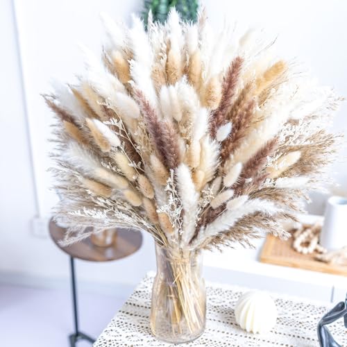 180PCS Natural Pampas Grass Mix Bouquet | Dried Pampas Bouquet for Wedding Boho Flowers Home Table,Desk ,Rustic,Farmhouse Decor - size: 180PCS