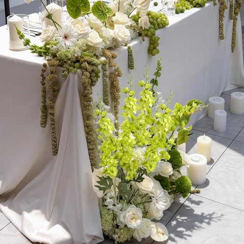 16Pcs Green Delphinium Artificial Flowers Larkspur 33.5'' Long Stem Fake Silk Green Flowers for Tall Vases for Home Wedding Party Table Centerpiece Floral Arrangement (Light Green) - color: Light Green