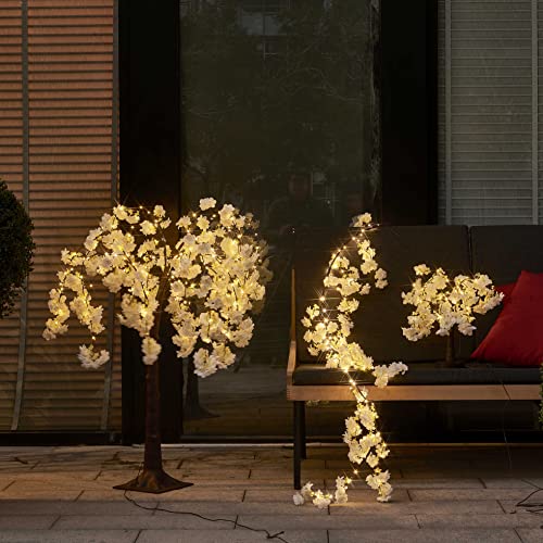 Hairui Cherry Blossom Tree with Lights 4FT 180 Fairy Lights, Artificial Lighted Tree for Spring Wedding Birthday Party Decoration Inside Outdoor - style: 4FT-Cherry Tree