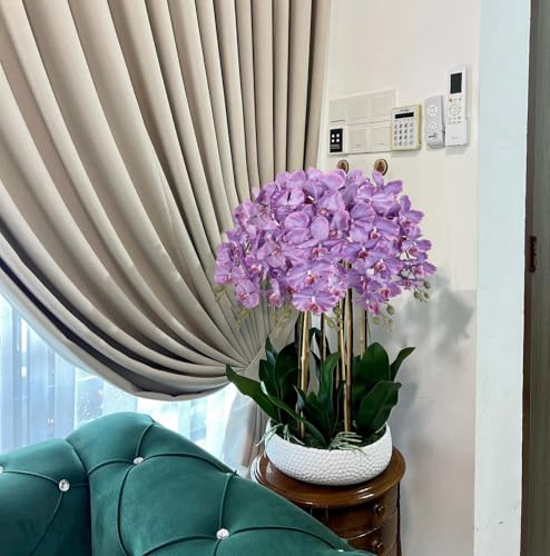 38" Artificial Phalaenopsis Flowers 6PCS Purple Orchids Artificial Orchid Flowers Stem for Wedding Party Office Home Décor(Purple) - color: Purple