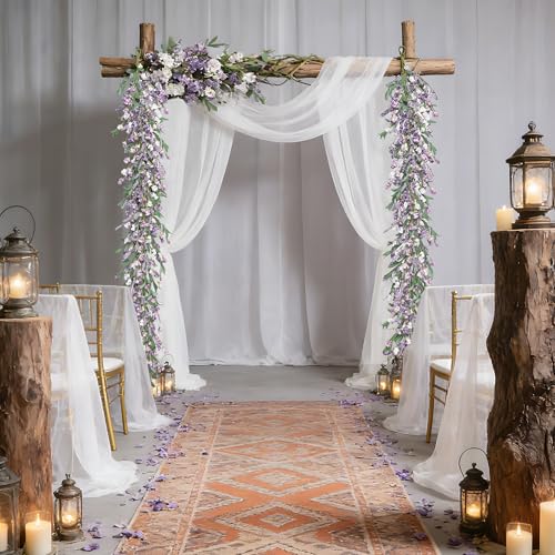 Artgar Flower Garland 6Ft Spring/Summer Garlands Floral Garland for Mantle All Year Round Paper Garlands Decor for Indoor Outdoor Home Wedding Arch Porch Stair Backdrop Year Round Decor (Purple) - color: Purple (6ft)