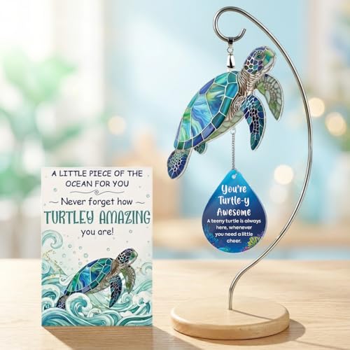 Sea Turtle Birthday Gifts for Women - Stocking Stuffers for Teen - Inspirational Stuff - Beach Gifts for Mom, Grandma, Daughter, Coworker, Friendship Presents - Emotional Positive Turtle Desk Décor - color: Sea Turlte