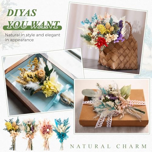 Layhit 12 Pcs Boho Dried Flower Bouquet Mini Wedding Handmade Dry Flowers Decor for Vase Crafts DIY Photo Boutonniere for Men Floral Plant for Bridesmaid Gift Birthday Decor(Hydrangea) - style: Hydrangea
