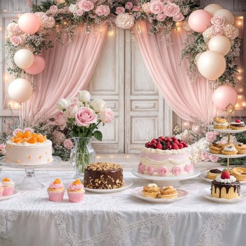 6X4ft Wedding Floral Backdrop Vintage White Wood Barn Doors Pink Rose Flowers Elegant Photography Background Bridal Anniversary Party Photo Shoot Decor Props - color: Multi10, size: 6X4ft