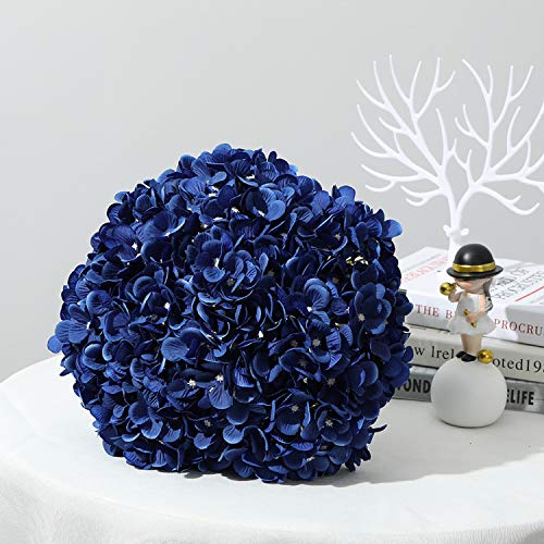 10PCS Silk Hydrangea Heads with Stems Artificial Flowers for Wedding Party Home Decor (Royal Blue) - color: Royal Blue
