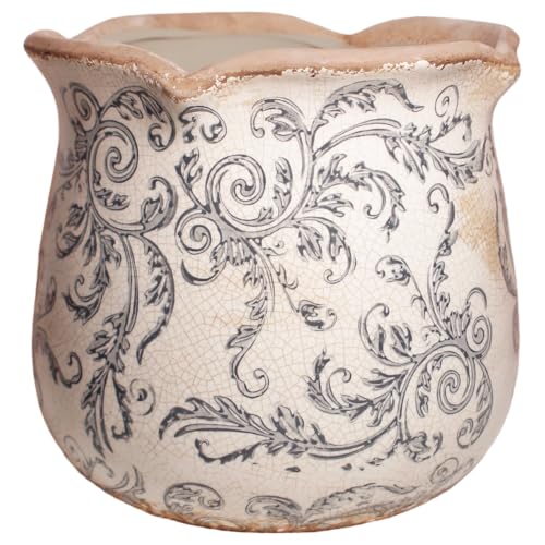 Xiaan Jiaju Ceramic Pots for Plants, Vintage Plant Pot with Drainage Hole, 6.11in. Planter for Indoor Plants, Crackle Glaze Finish Flower Pot, Perfect Tuscan Ceramic Planter for Gardening, Gray Swirls - color: Gray Swirls
