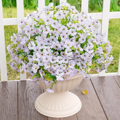 Artificial Fake Flowers Plants for Outdoors Spring Summer Decoration,Faux Flowers Silk Daisy Plants Greenery Realistic UV Resistant for Outside Planters Front Porch Patio Boxwood 16 Bundles Home White - color: White
