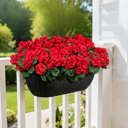 Geranium Artificial Flowers for Outdoors Spring UV Resistant Silk Geranium Red Fake Flower Outdoor Plants for Garden Home Porch Courtyard Window Box Decoration 4 Pcs - color: E - Red
